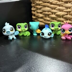 Littlest Pet Shop LPS Lot 6 Reptile Bird Fish Figures Alligator‎ Turtle Platypus